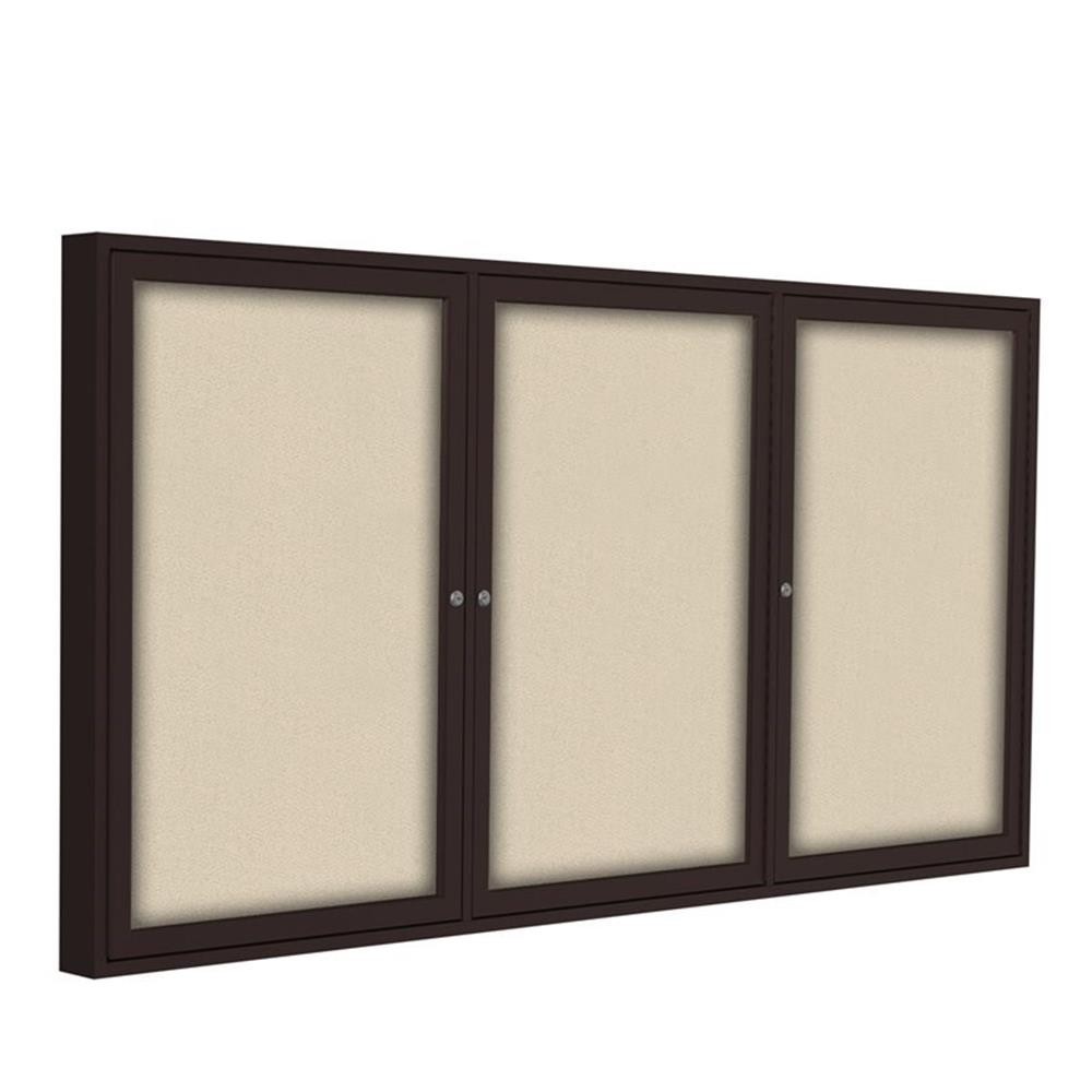 Ghent's Fabric 48" x 72" 3 Door Enclosed Bulletin Board in Beige