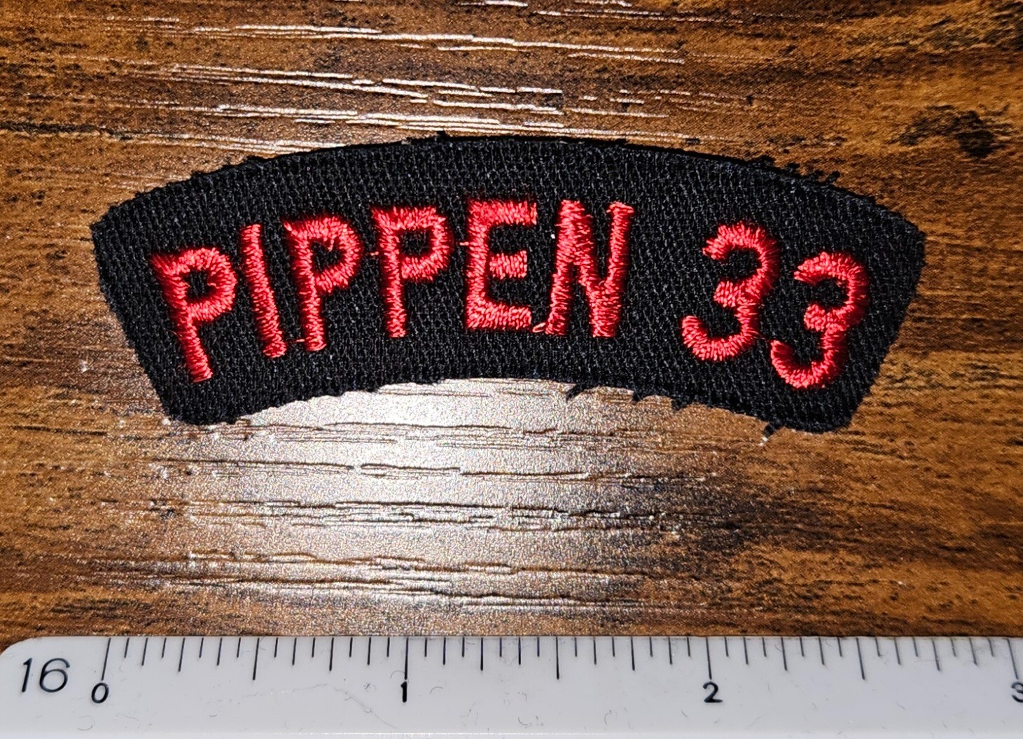 Scottie Pippen #16 Vintage NBA Basketball Chicago Bulls Sew On Blk Rocker Patch