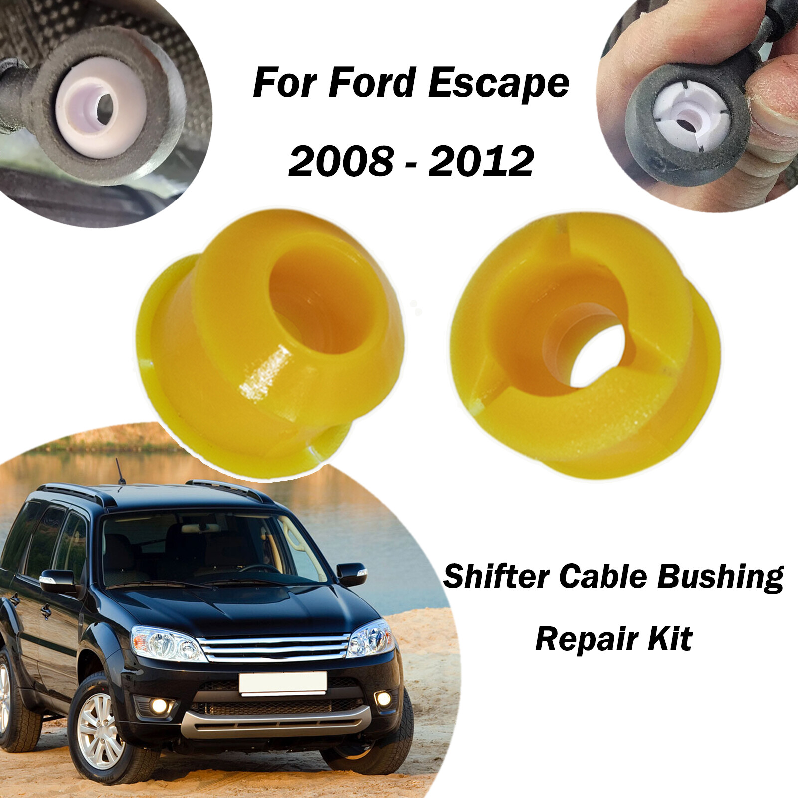 2Pcs For Ford Escape 2008-2012 Gear Selector Lever Linkage Shift Cable Bushing