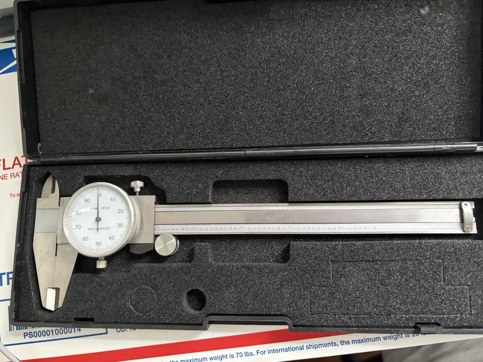 Northern Industrial 6" Dial Caliper Stainless Steel Shock Proof .001" with Case