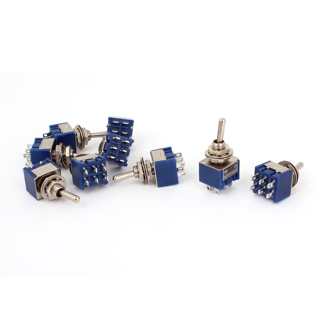 9pcs AC 125V 6A 6-Pin DPDT ON-ON 2 Position Locking Mini Toggle Switch