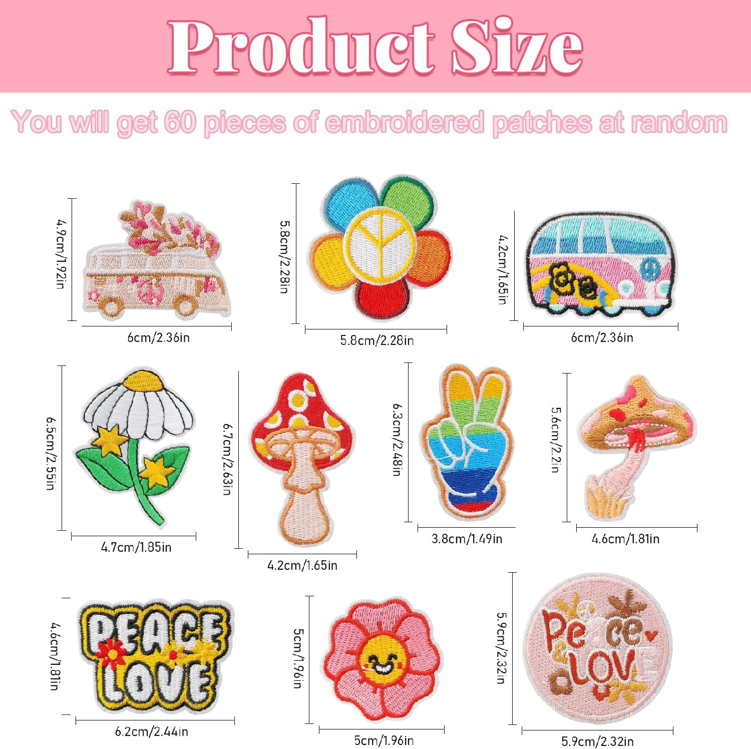 60PCS Embroidered Iron on Patches DIY Accessories, Random Assorted Decorative...