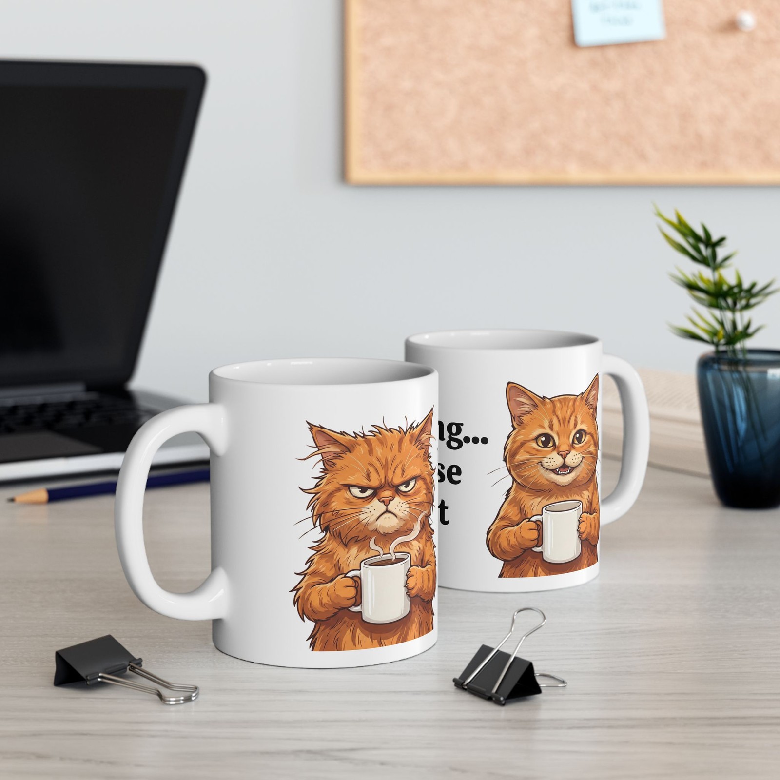 Funny Orange Cat Mug | Loading Please Wait | Ceramic Coffee Cup