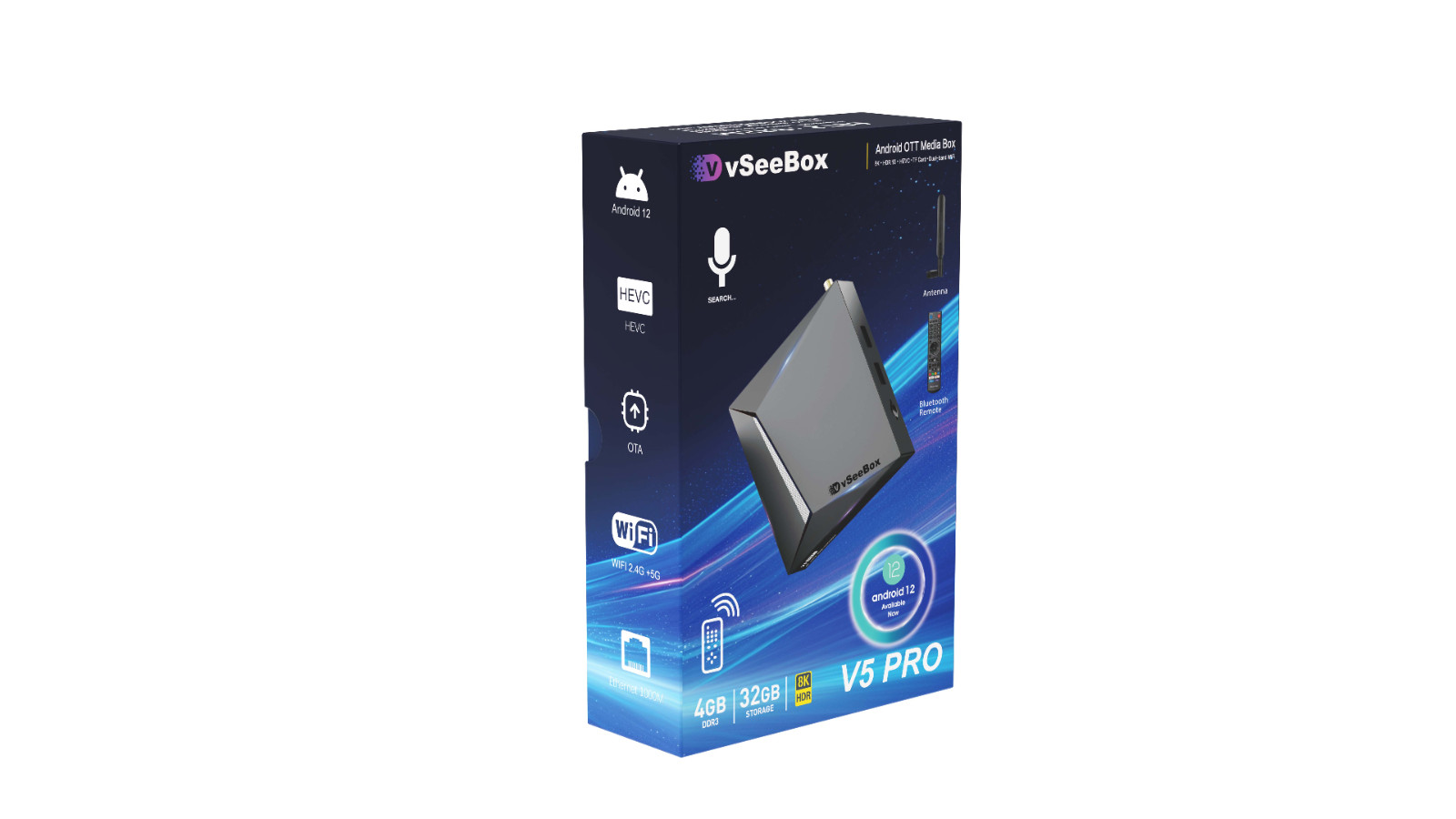 Vseebox V5 Pro 4K Android Set Top Box Home Multimedia Player With Remote