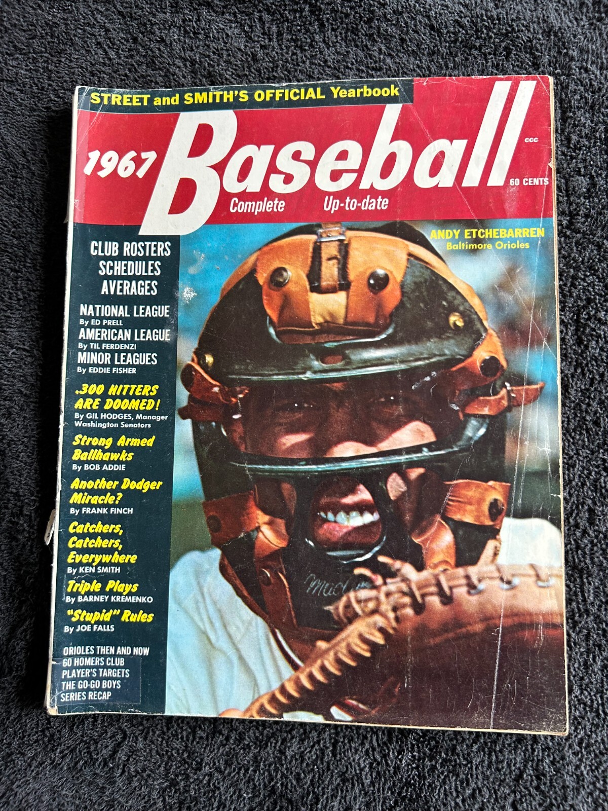 1967 STREET & SMITHS BASEBALL MAGAZINE ANDY ETCHEBARREN ORIOLES LOW GRADE M323
