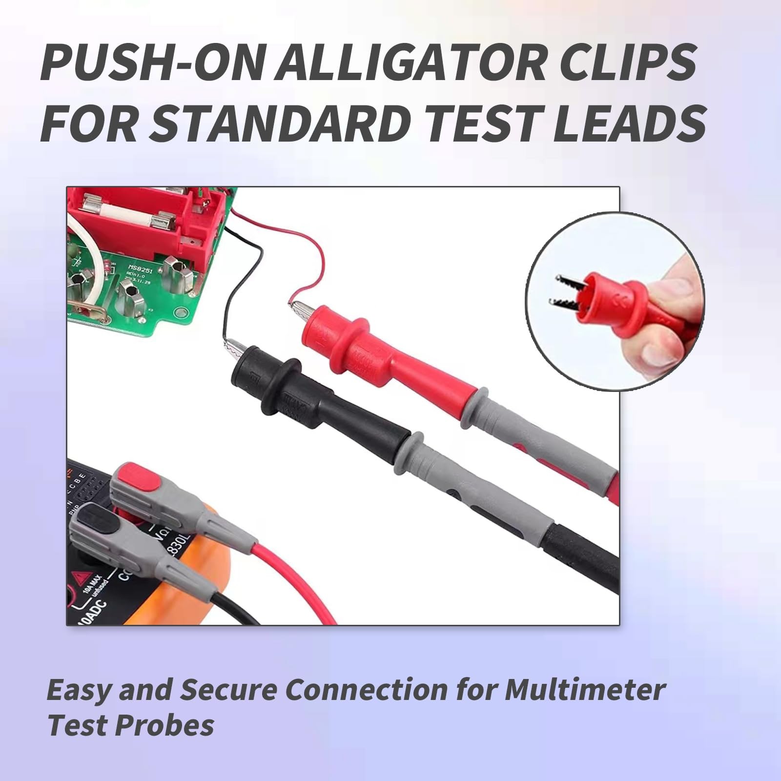 Multimeter Alligator Clips Set,8PCS Push on for Test Black