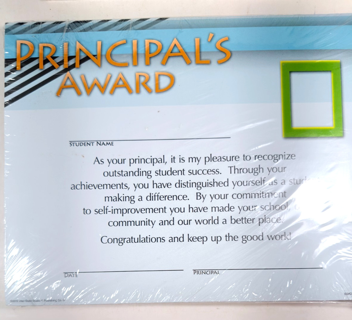 Principal Award Certificates 2003/2012 Inter-state Studio Lot of 4 Packets
