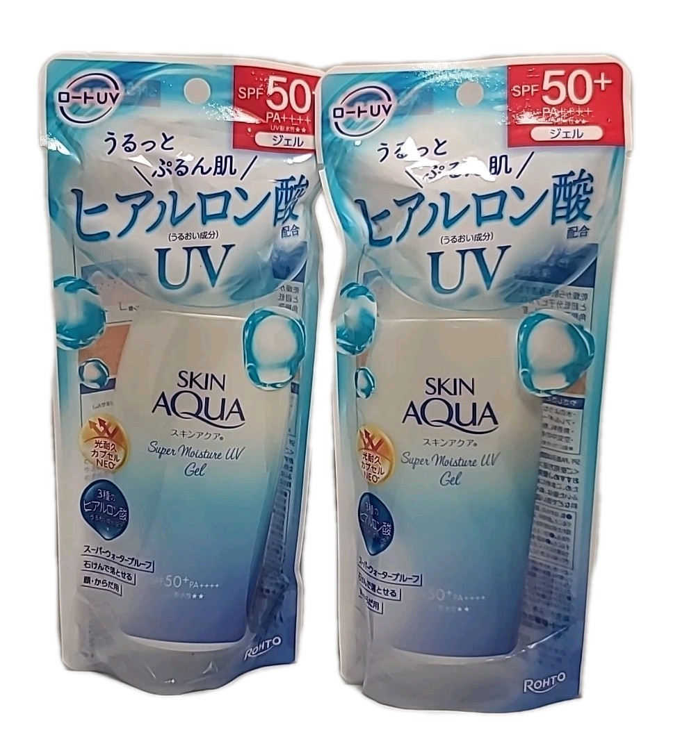 2× US Seller: Rohto SKIN AQUA Super Moisture Gel Japanese Sunscreen SPF50 3.8oz