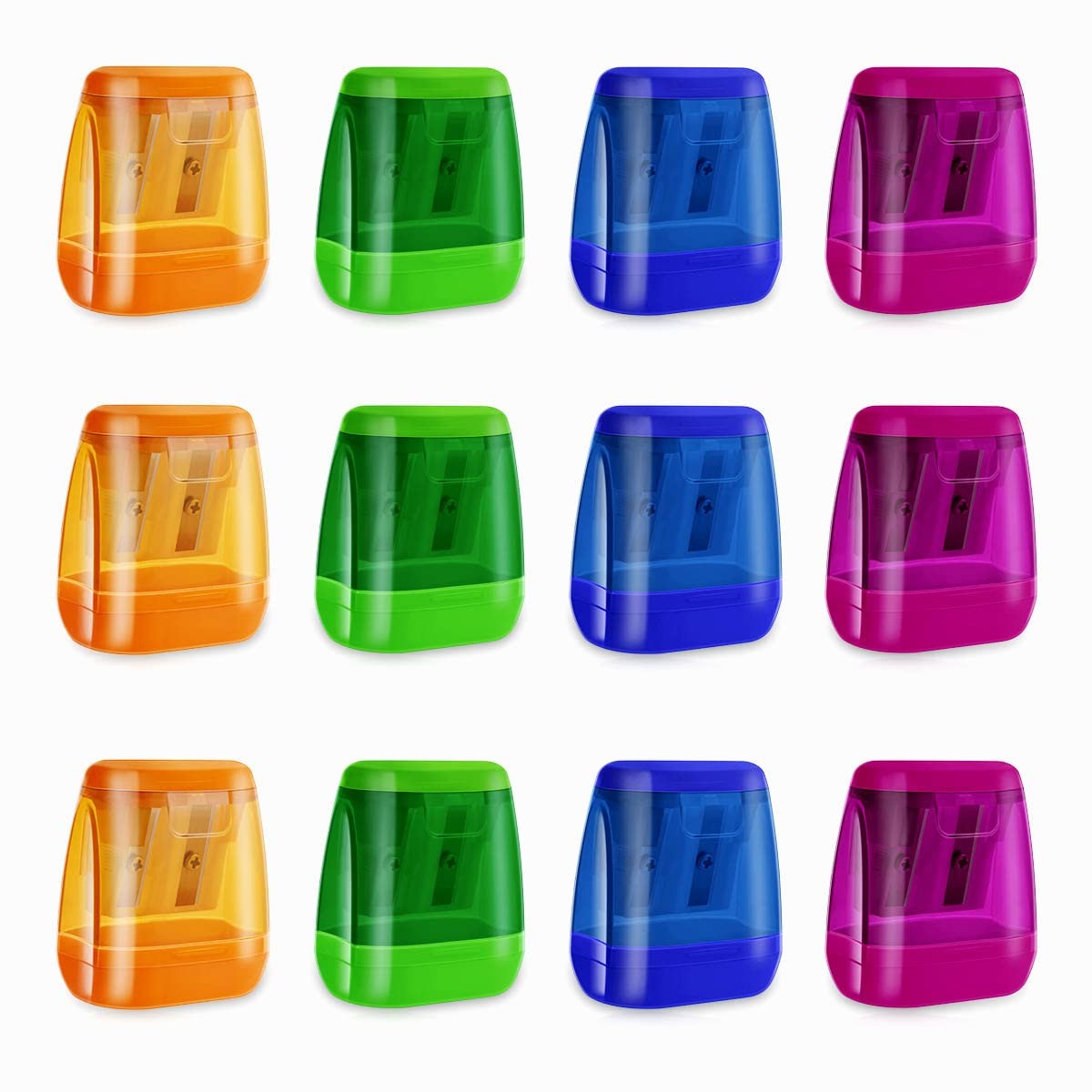 12 Pcs Manual Pencil Sharpener for School Office Home Blue+green+pink+orange