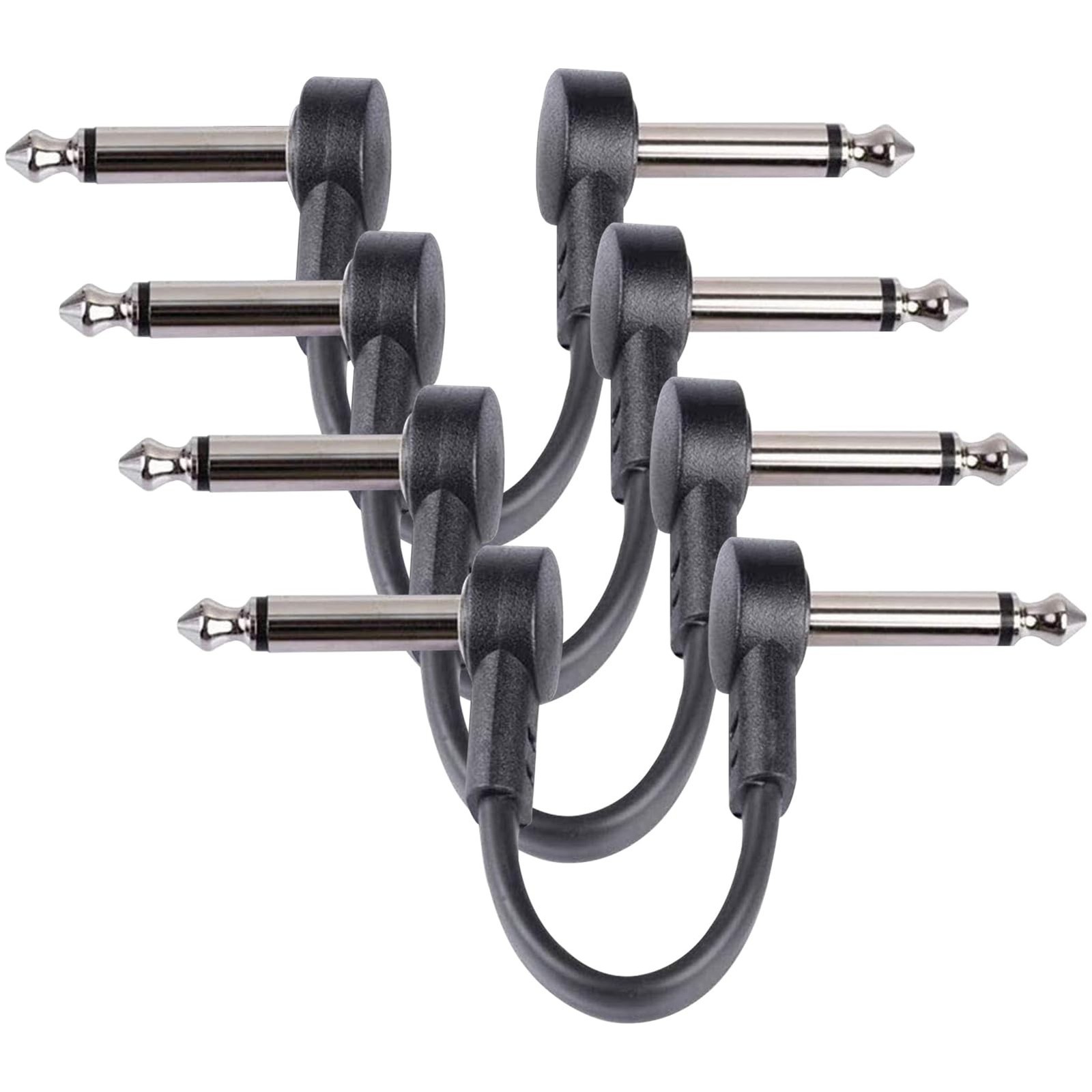 4-Pack 6 Inch Flat Guitar Patch Cables Short Pedal Cable | Low Profile 1/4" T...