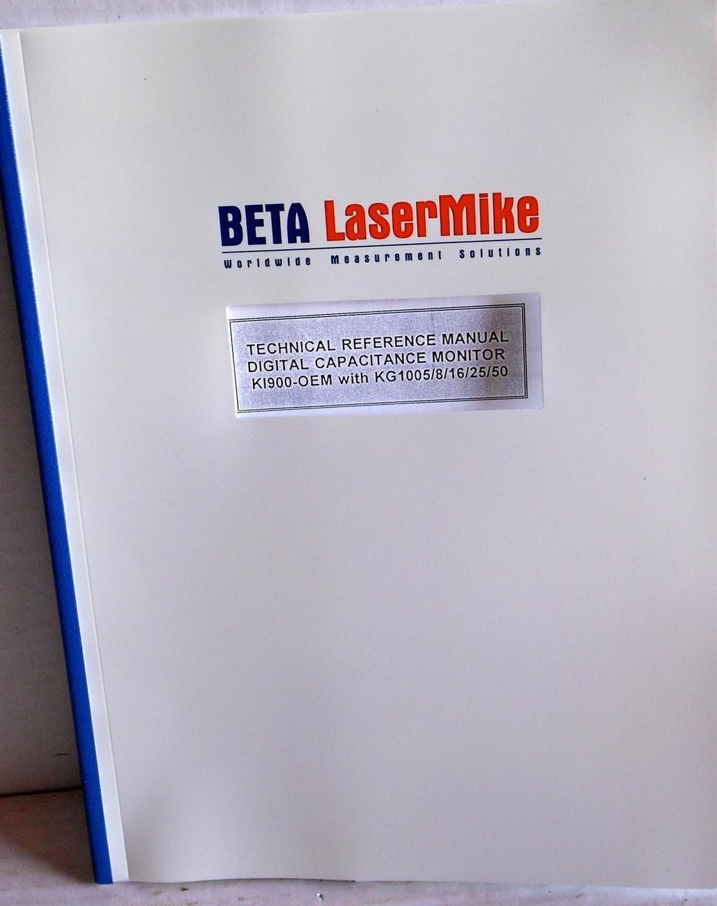 BETA LASERMIKE TECHNICAL REFERENCE MANUAL DIGITAL CAPACITANCE MONITOR KI900