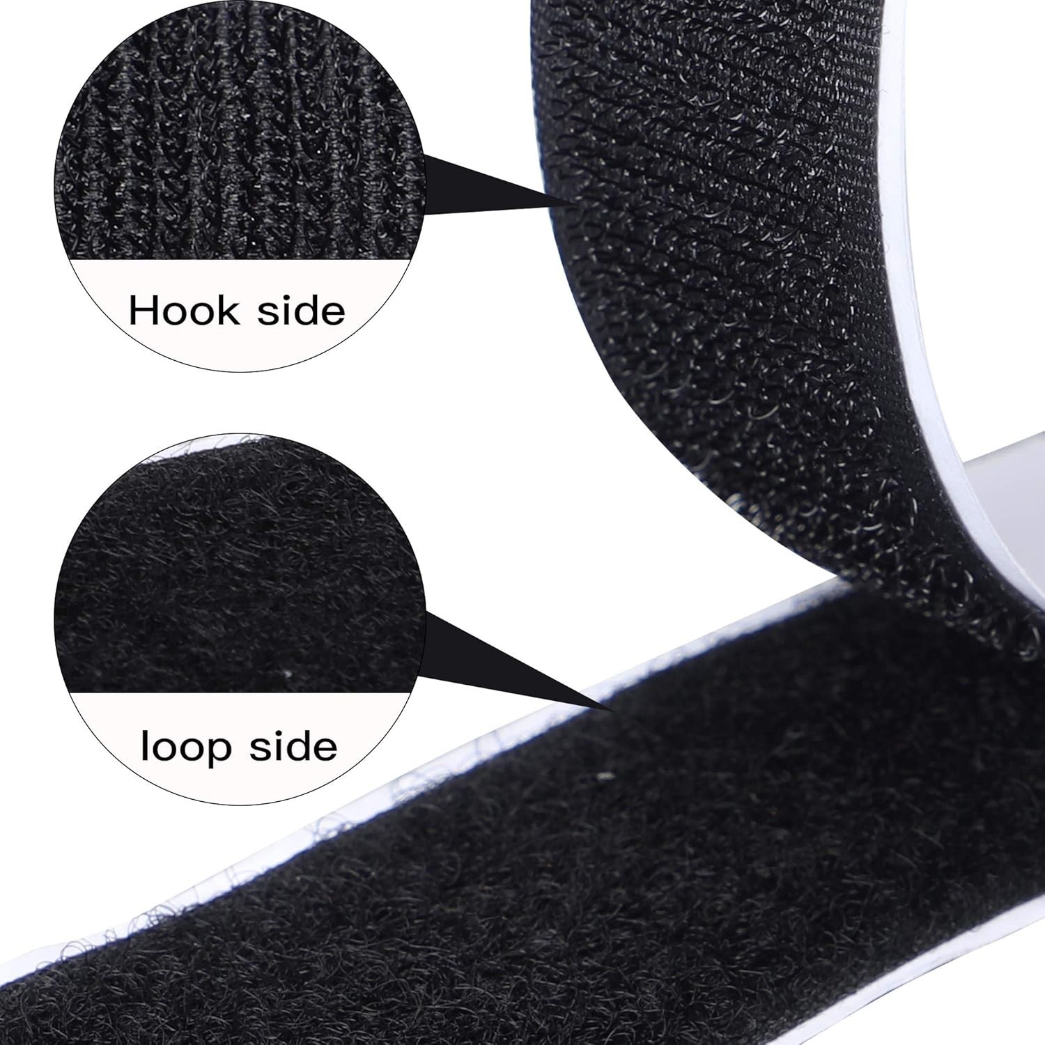 Versatile 16FT Hook and Loop Strips with Strong Adhesive - Black Nylon