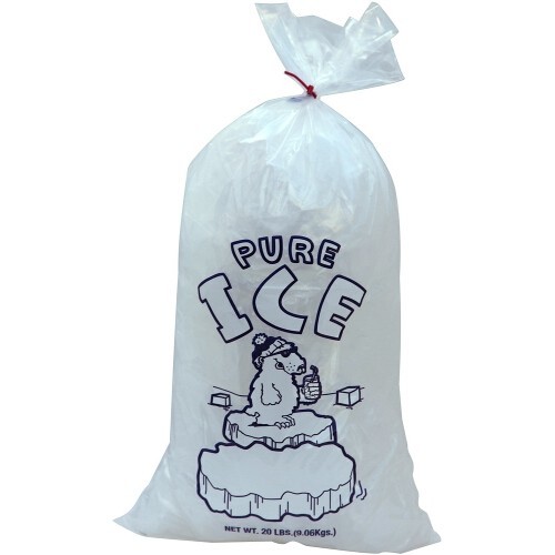 13.5" x 28" 2 Mil Clear 20 LB Pound Twist Ties  Plastic Ice Bags 500 Pc