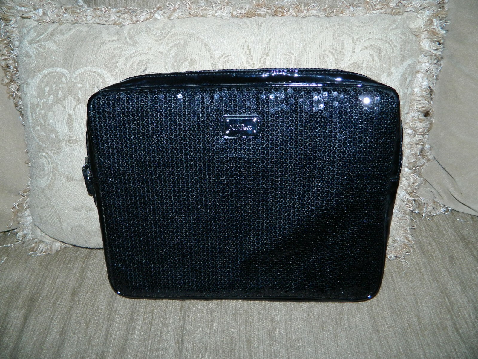 Nine & Co. Black Sequins Laptop Pad Sleeve 11 x 13