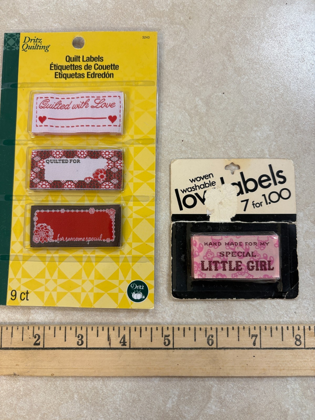 Woven Labels Set Of  16 with 4 Designs for quilts, clothing, handmade items