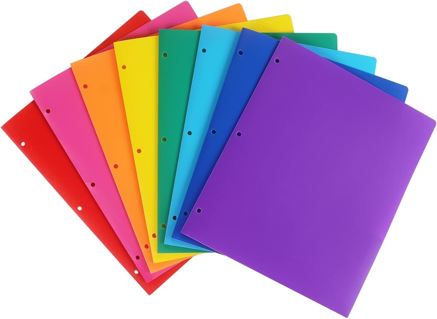 Assorted 8 Pack Plastic Folders with Pockets - Water-Resistant & Tear-Resistant