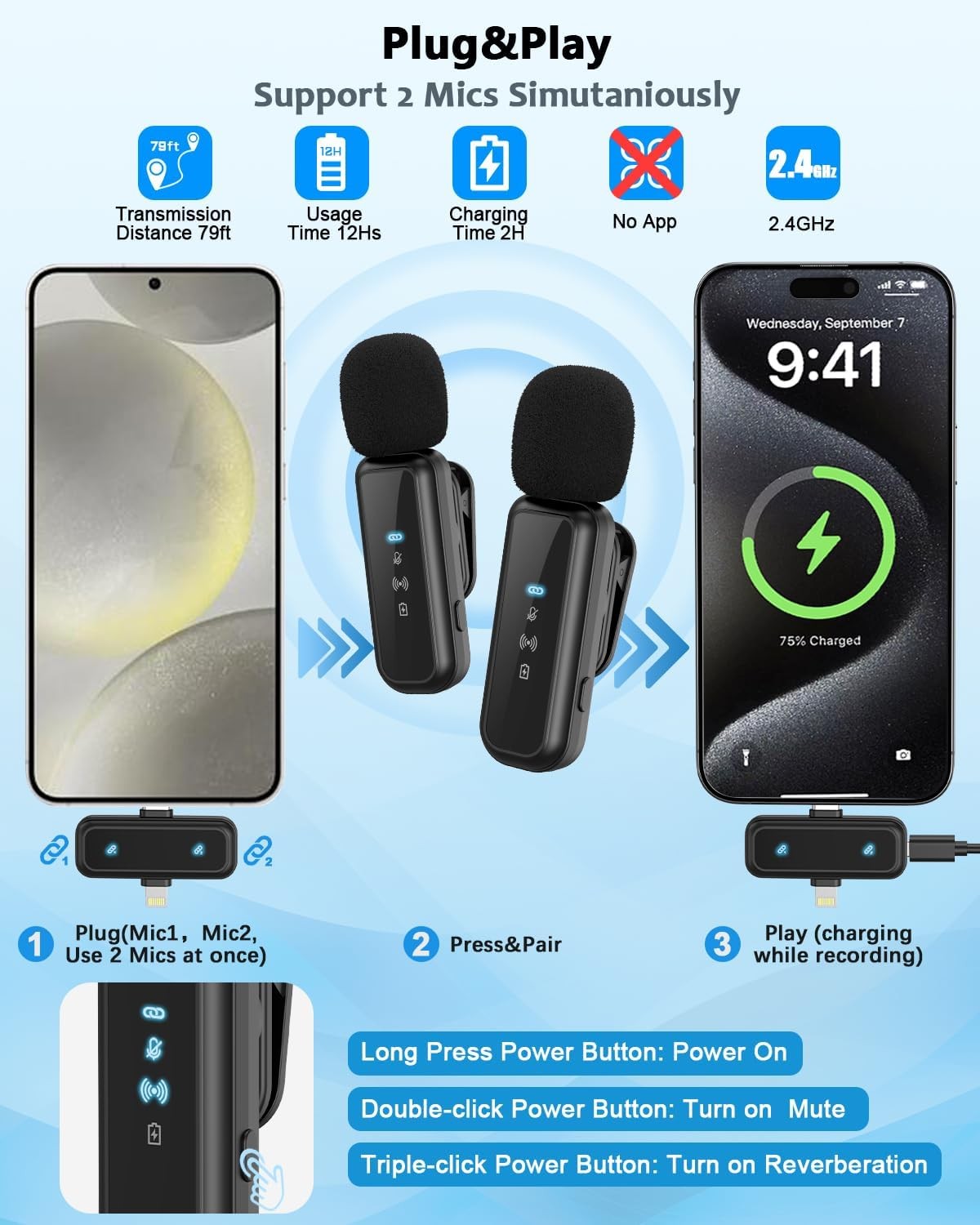Vlogging Kit for iPhone/Android, 63”Auto Face Tracking Tripod for iPhone with Li