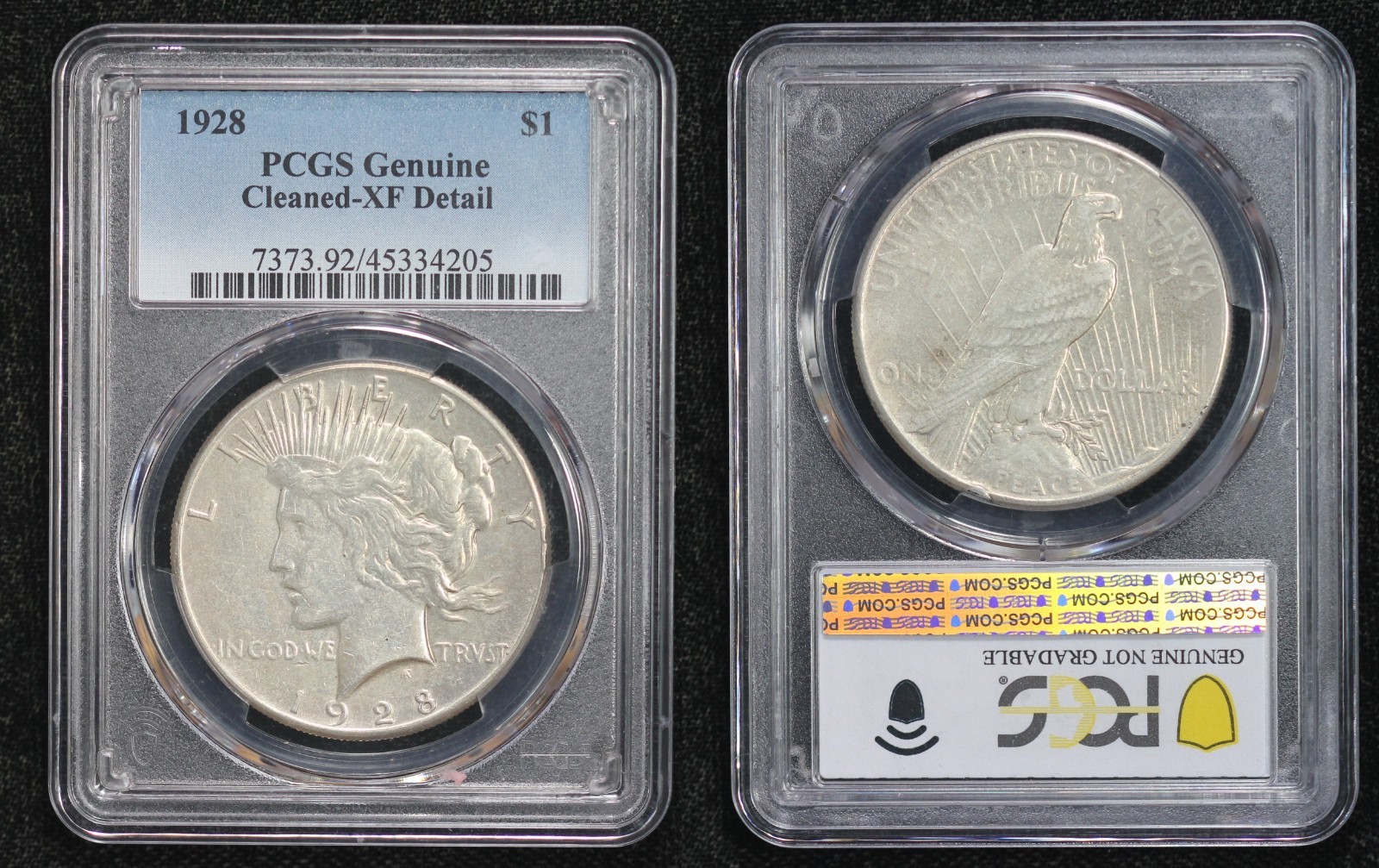 1928 Peace Dollar PCGS Genuine Cleaned XF Details 6H3P