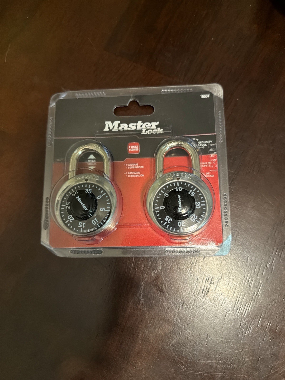 Master Lock 1500T Combination Padlocks Steel Body Not Resettable 2-Pack