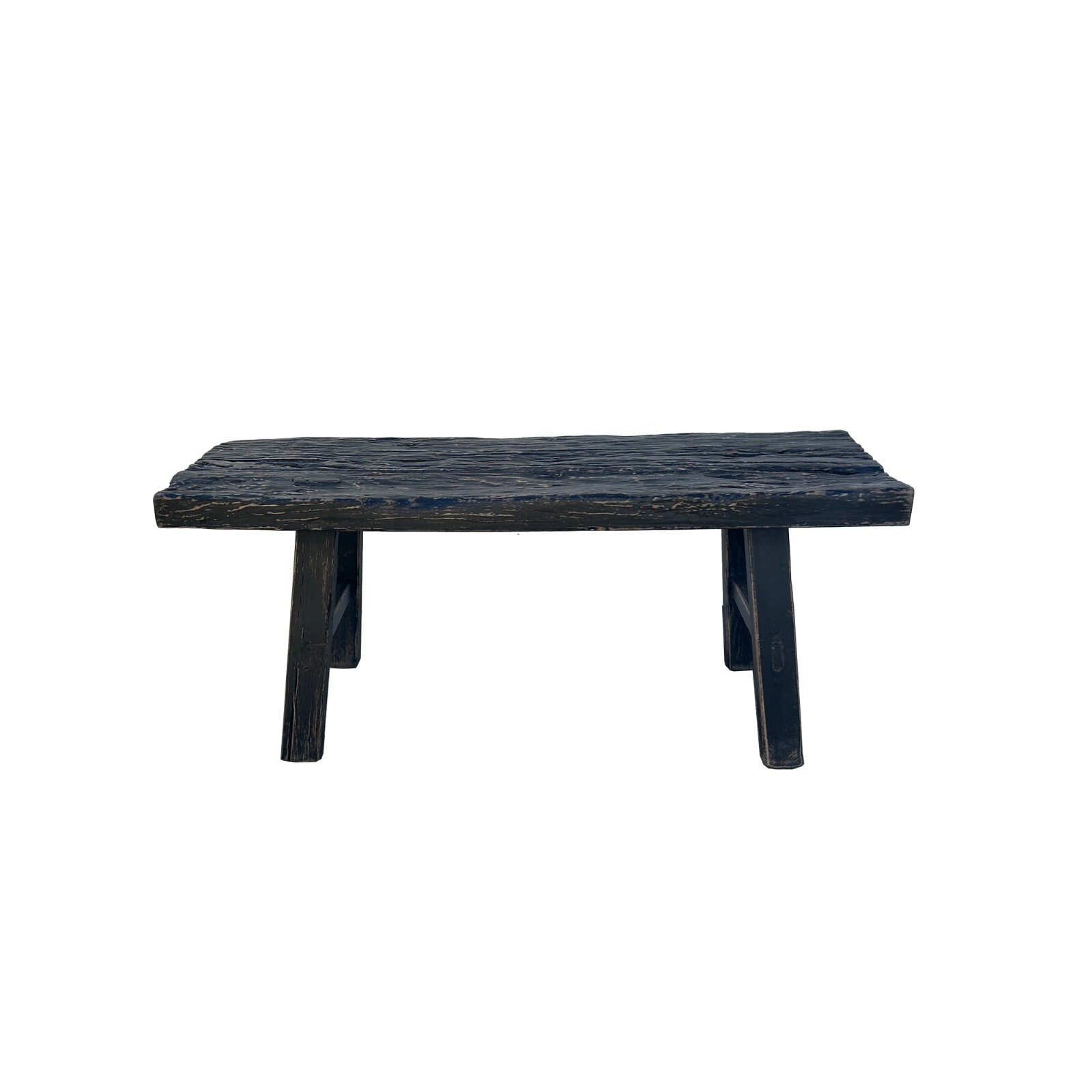 Distressed Rustic Black Rough Grain Flat Wood Bench Table ws4543