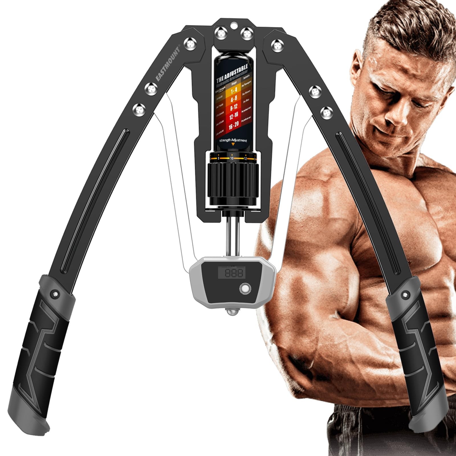 Twister Arm Exerciser with Counter Display-Adjustable 22-440lbs Hydraulic Pow...
