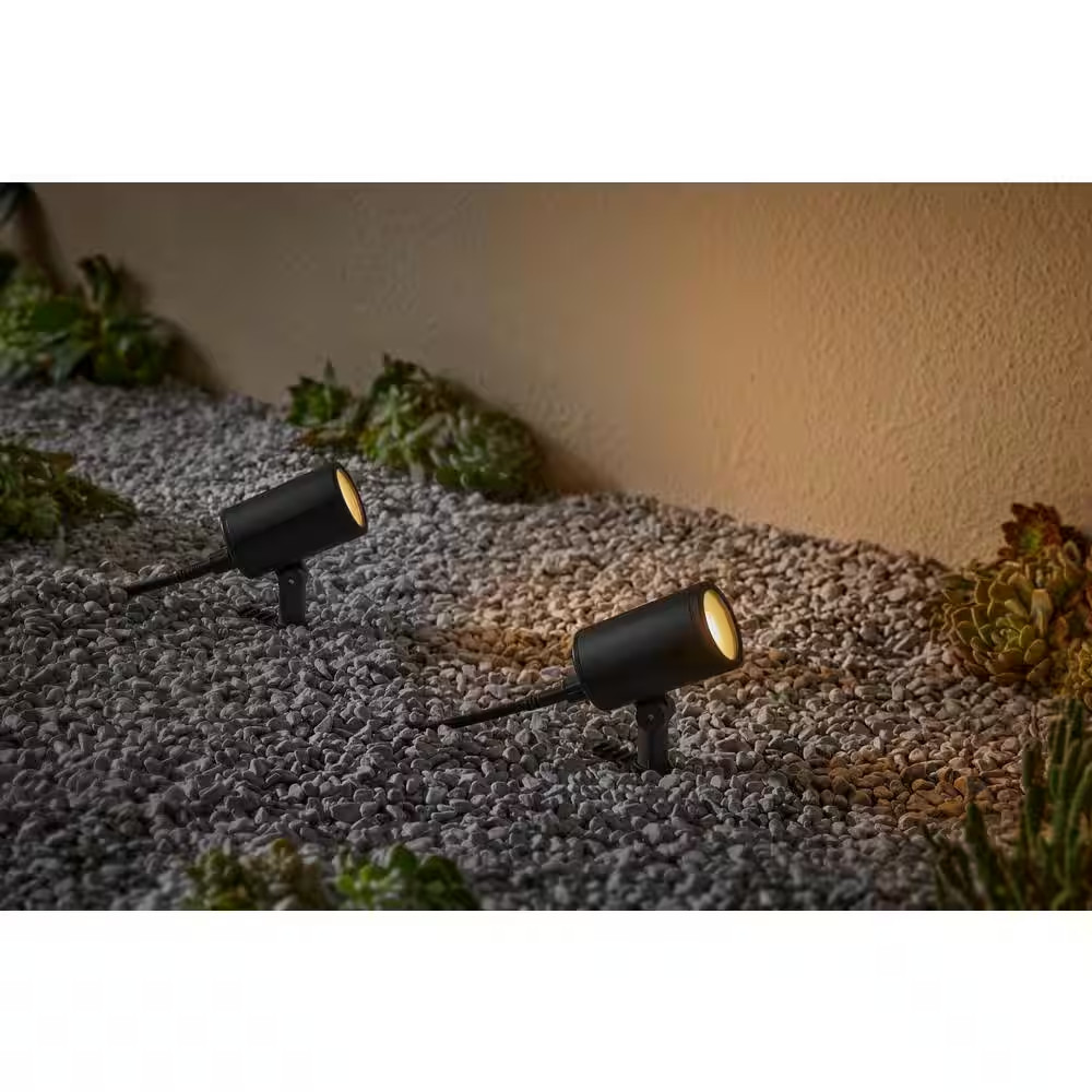 250 Lumens Black Plug-In Integrated LED Outdoor Spotlight with Timer and 10 Ft.