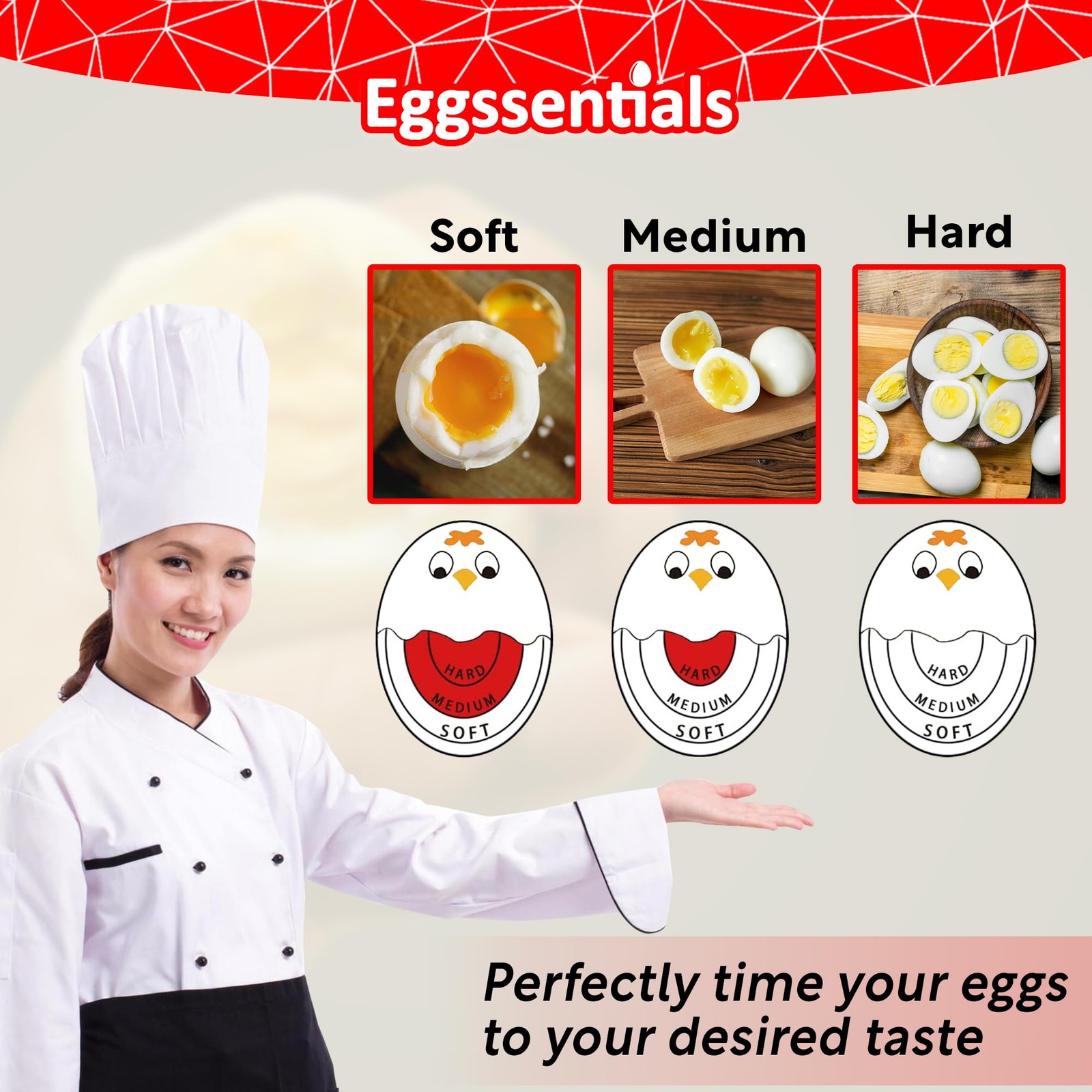 Eggssentials Pack of 2 Red Egg Timer That Goes in Water – Egg Timer for Hard ...