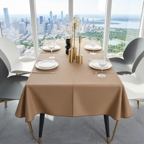 Elegant Rectangular Tablecloth, 100% Waterproof 70" x 52" (Rectangular) Brown