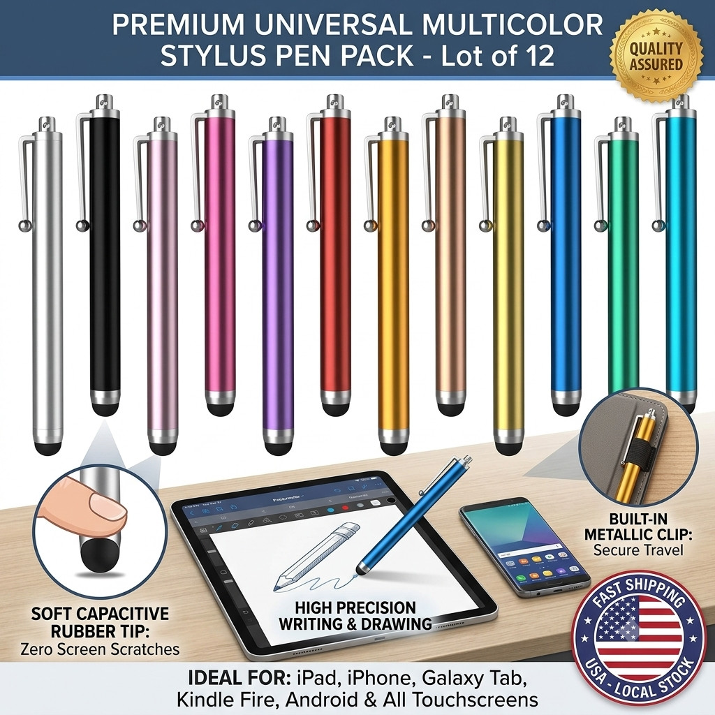 10 Pcs Stylus Pens For Touch Screen iPad iPhone Samsung Phone Tablet Universal