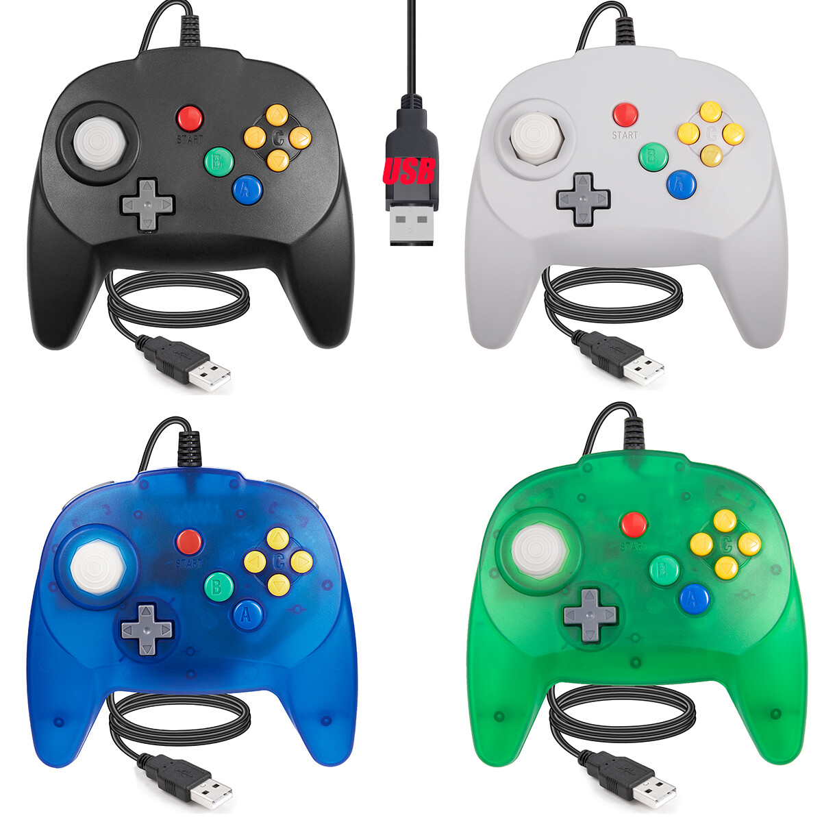 USB N64 SNES Xbox 360 Controller USB GamePad Joypad for Windows PC Raspberry Pi