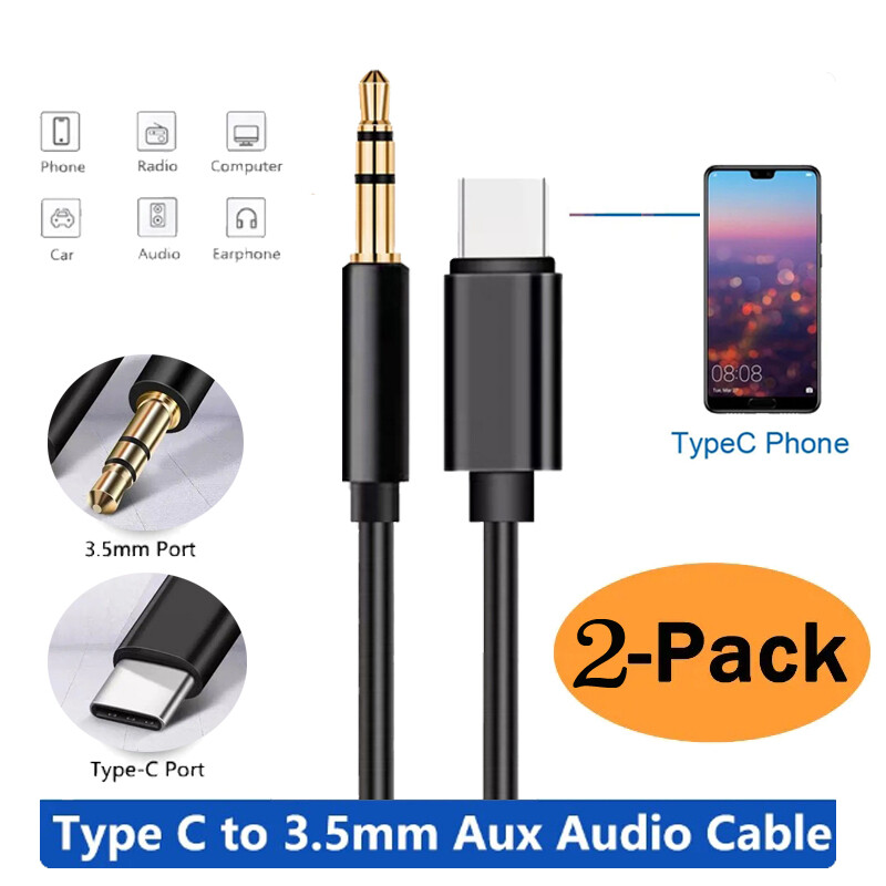 2 PCS For IPhone 15 Pro Max 15 Plus 8 Pin to 3.5mm AUX Audio Car Adapter Cord