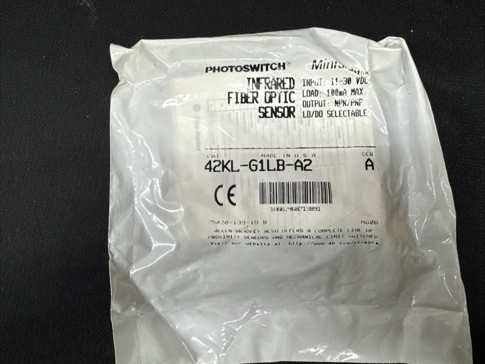 42KL-G1LB-A2 ALLEN BRADLEY PHOTOSWITCH PHOTOELECTRIC SENSOR, MINISIGHT