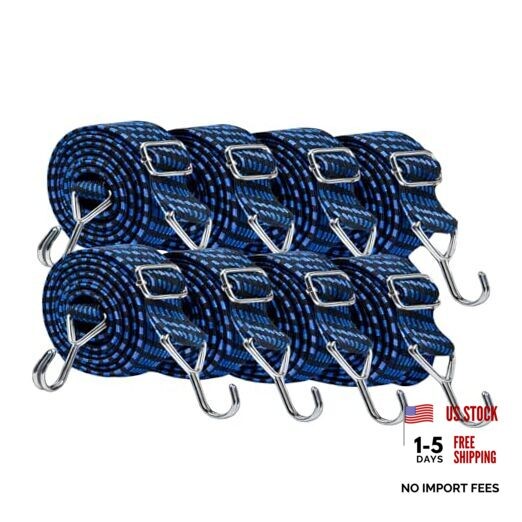 8 Pack Adjustable Bungee Cords with Hooks Heavy Duty Flat Bungee Straps 40-80