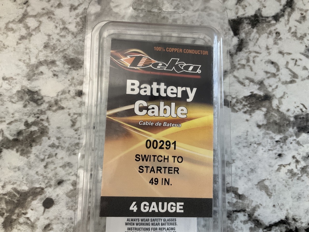 Deka 00291 Battery Cable - Switch To Starter - 4 Gauge 49" Long