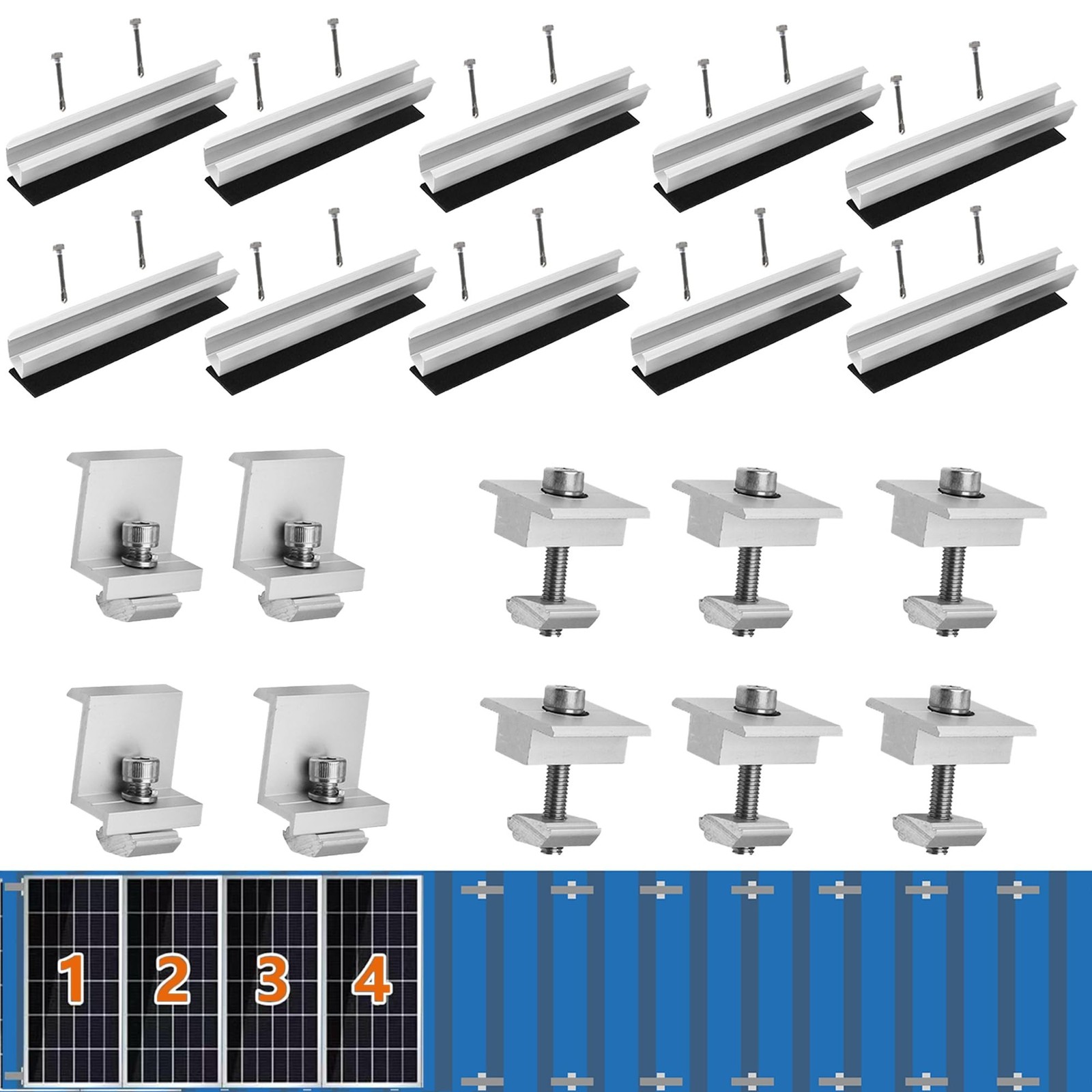 Solar Panel Mounting Brackets for Roof, Aluminum Solar Rails | Solar Panel Mo...