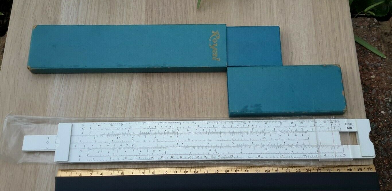VINTAGE ROYAL SLIDE RULE IN CARD CASE NUMBER NO.1002