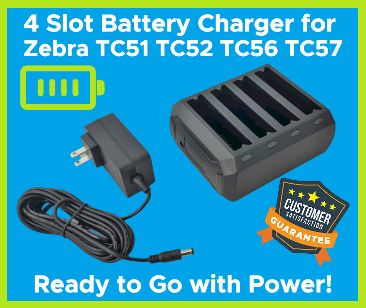 ✅4 Slot Battery Charger for Zebra TC51, TC52, TC56, TC57 Android Scanners!🔥⭐