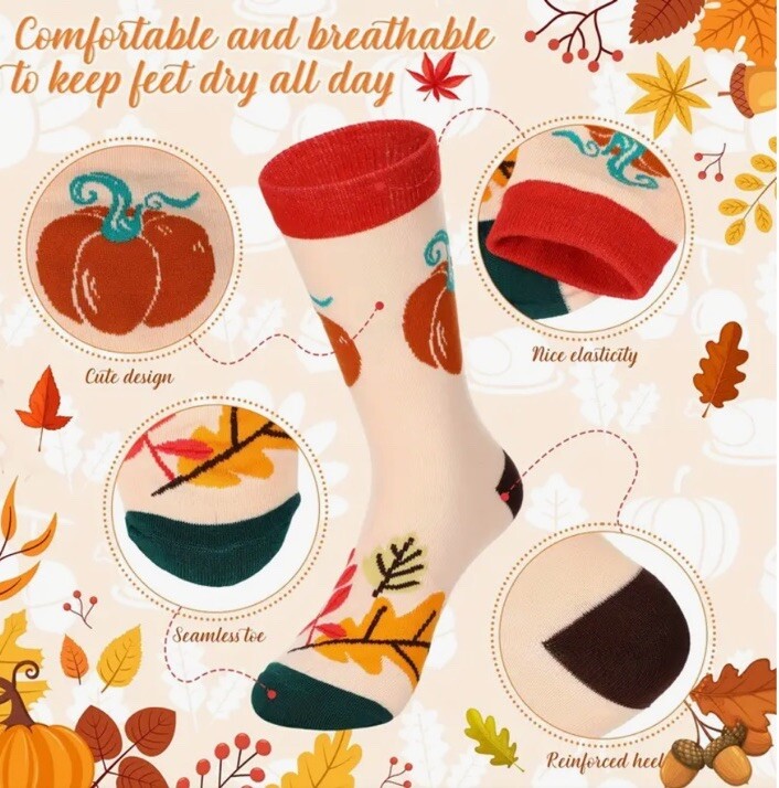 Fall Leaves Acorns Fall Socks for Women Cute Socks Novelty Socks Fun Socks