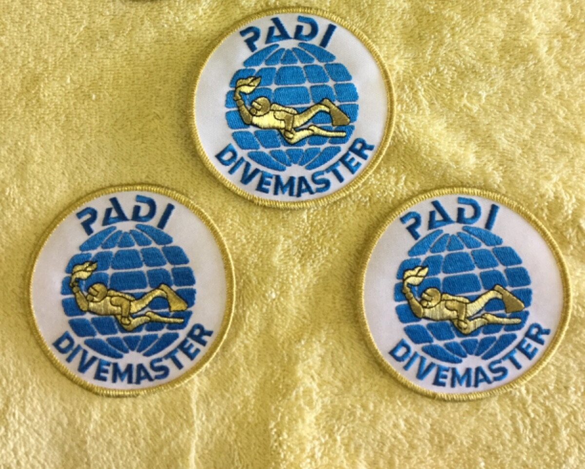 PADI DIVEMASTER SCUBA PATCH - 3 TOTAL PATCHES - AS PICTURED -