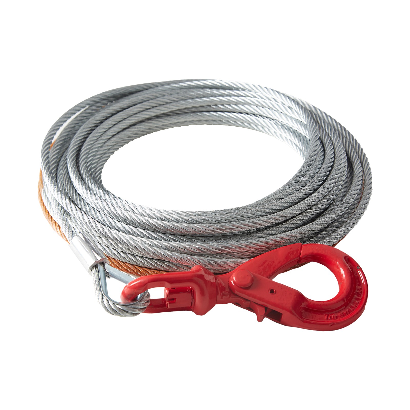 3/8"x75' Winch Cable Steel 15200lb Core Wire Rope Self Locking Swivel Hook