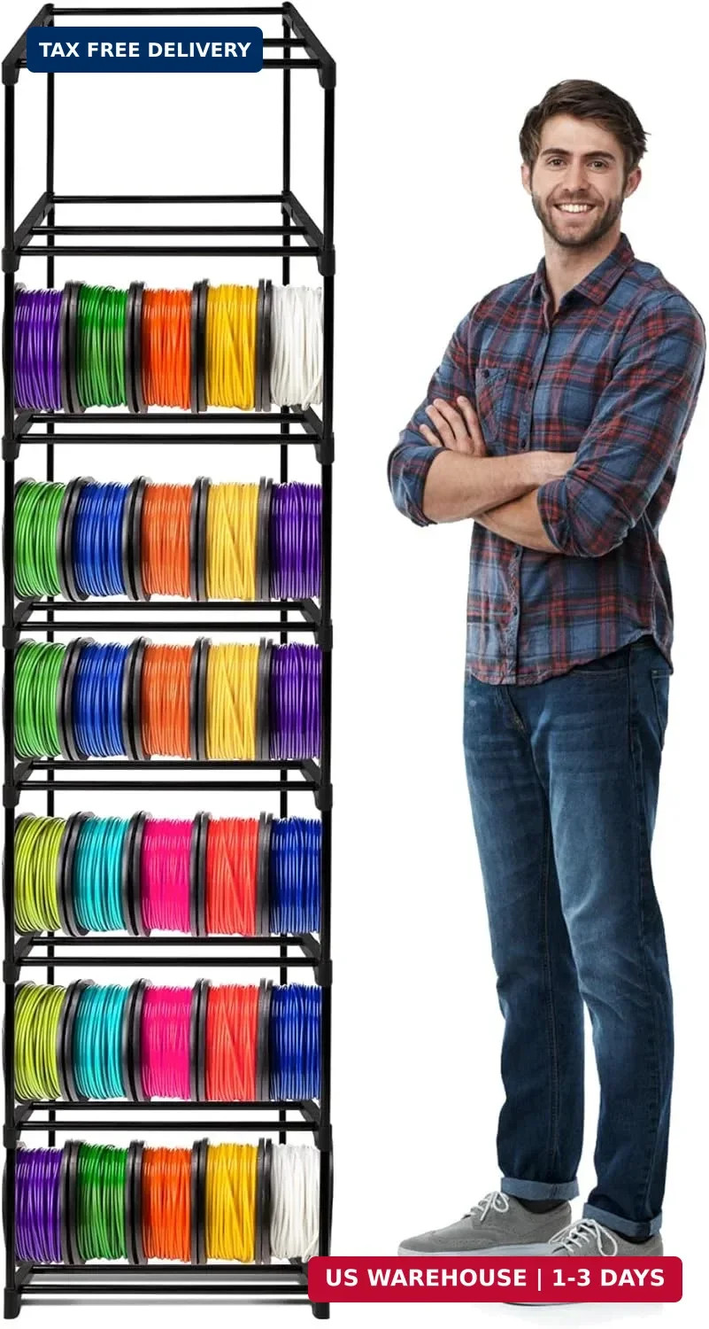 8-Tier 3D Printer Filament Storage Rack - Heavy-Duty Metal Spool Holder