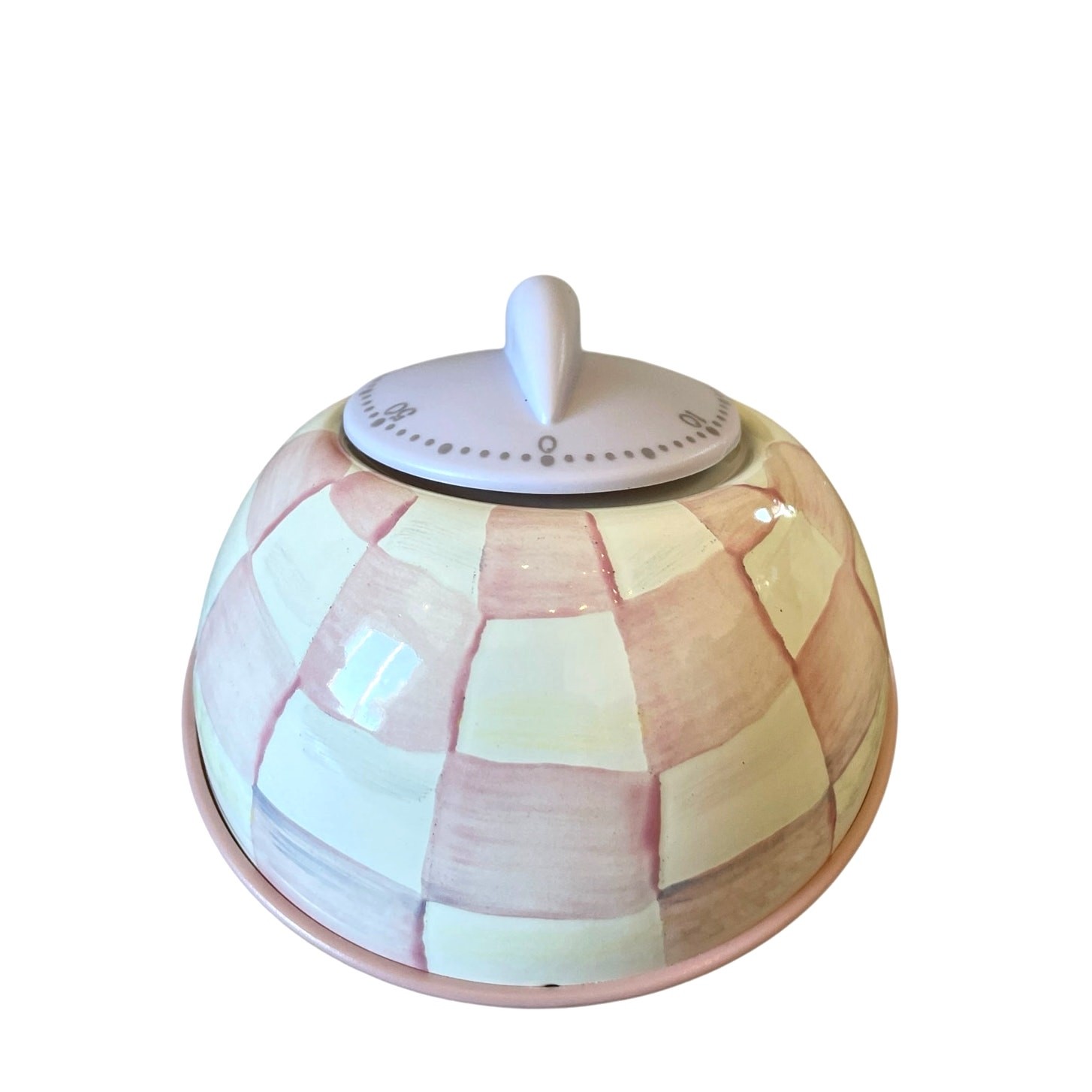 Mackenzie-Childs Rosy Check Kitchen Timer Pink & White NEW
