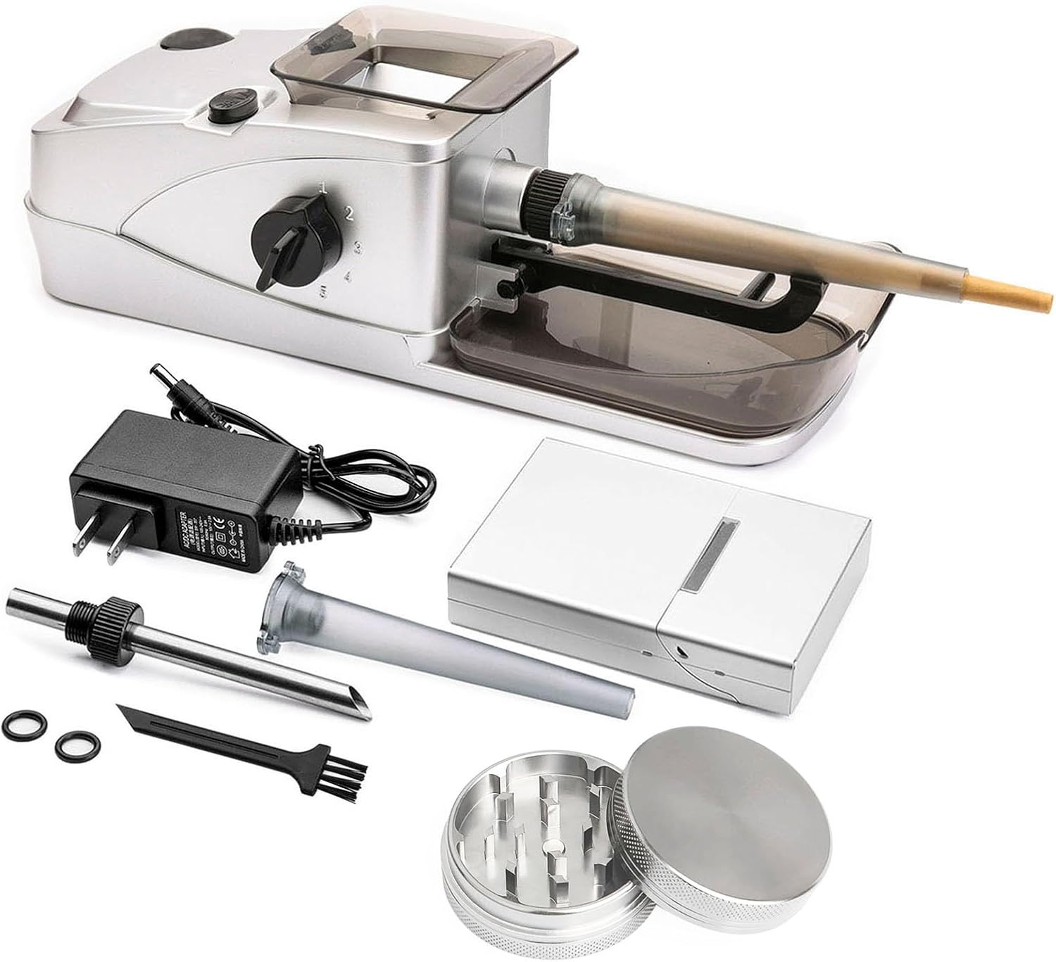 Electric Cone Rolling Machine Set with Manual Herb Grinder and Pre-Roll Holder