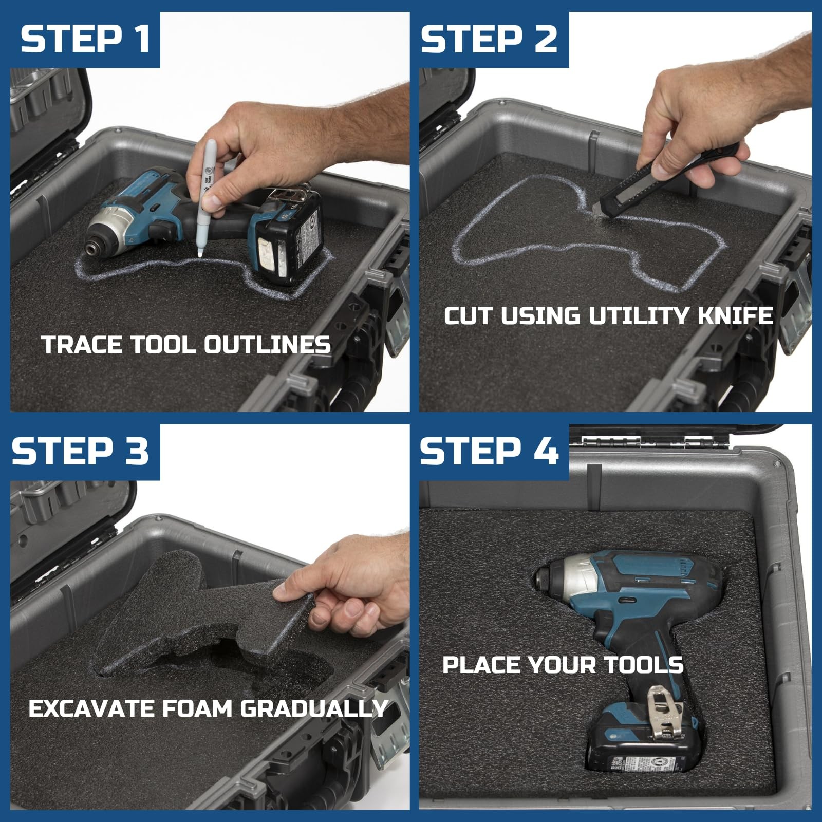 Tool Box Foam 22x18x1 Inch Polyethylene Storage Sheets - Customizable Inserts