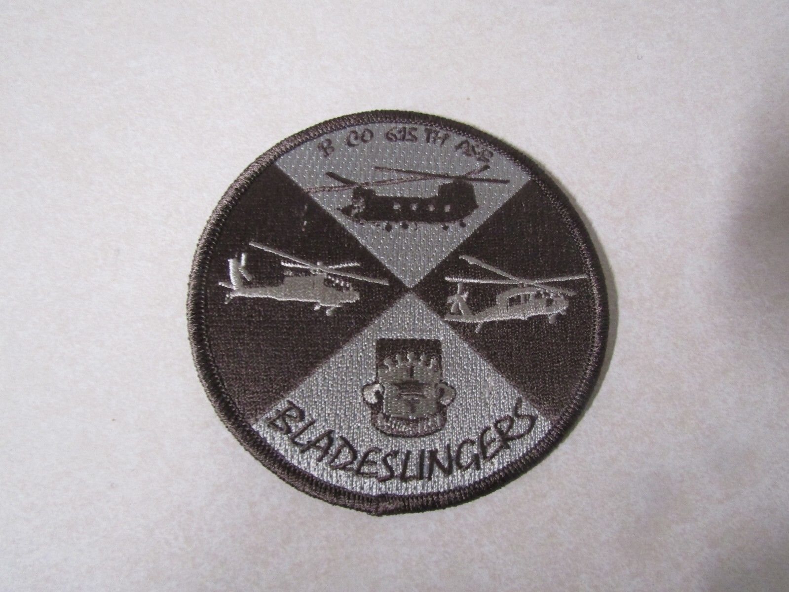 MILITARY PATCH SEW ON B CO 615TH ASB BLADESLINGERS AVIATION HELECOPTERS SHINOOK