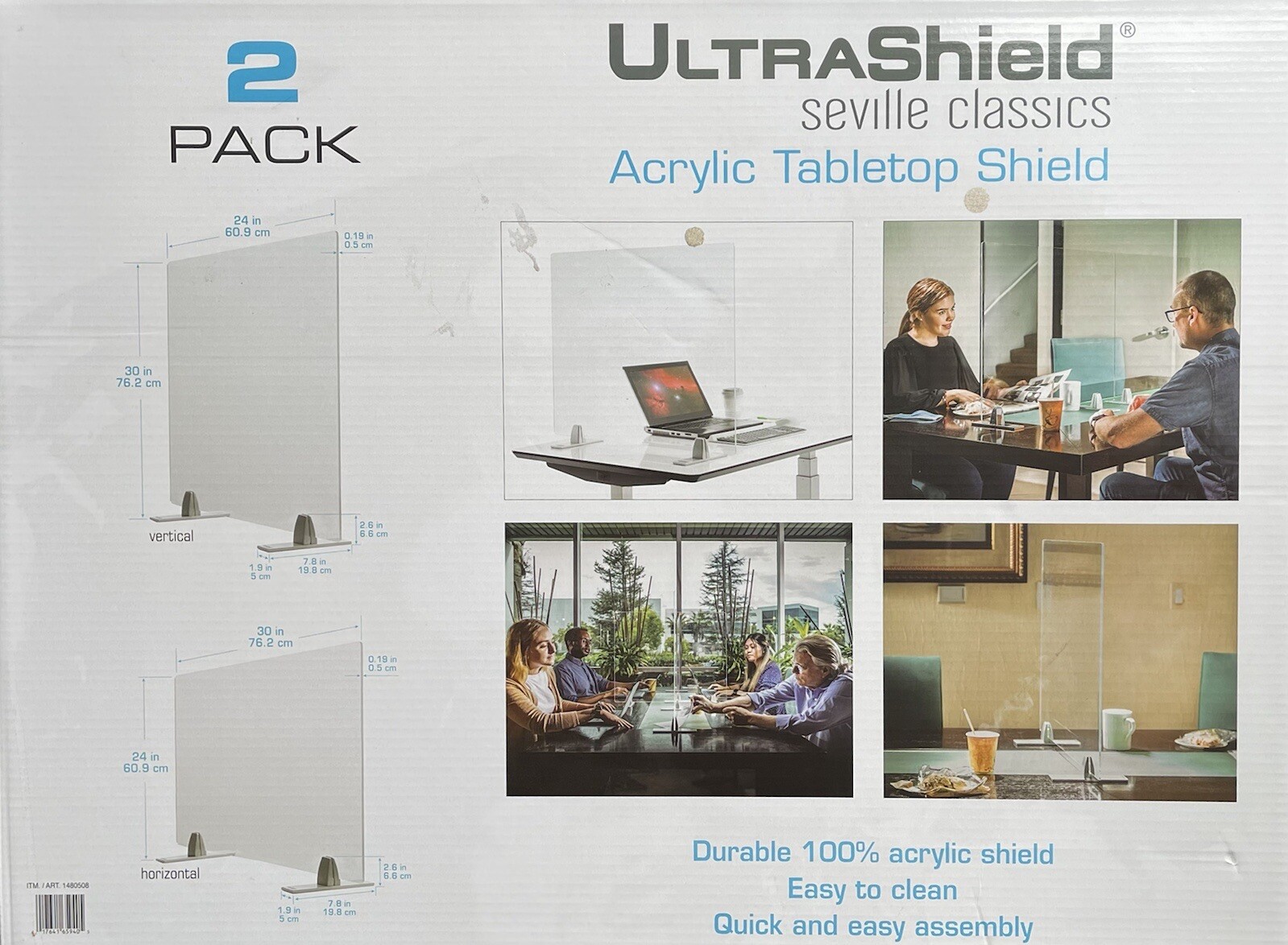 Sneeze Guard Tabletop Freestanding Desk Shield 30" Clear