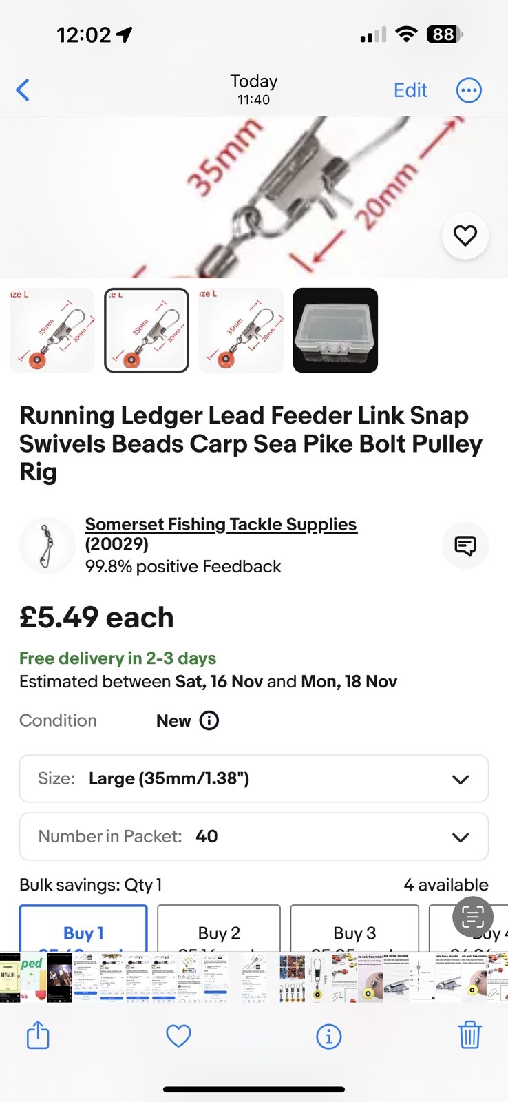 RUNNING LEDGER SLIDER BEADS FLOAT LINK Plus 30 X Free Line Stops