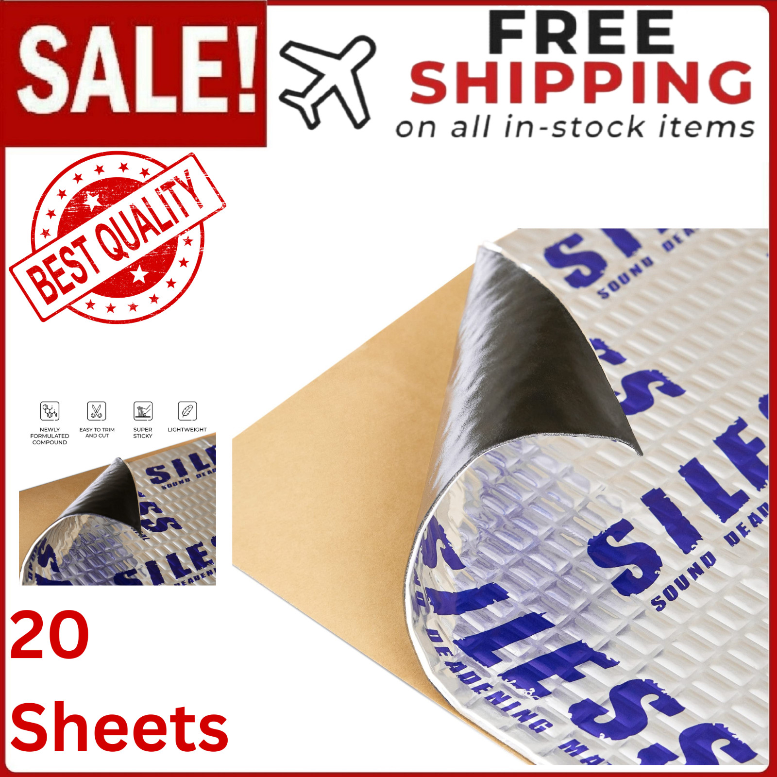 52 sqft Car Sound Deadening mat Butyl Automotive Sound Deadener Noise Insulation