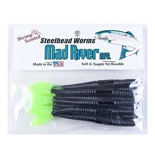 Mad River 3 Inch Steelhead Worms Green Tailed Skunk