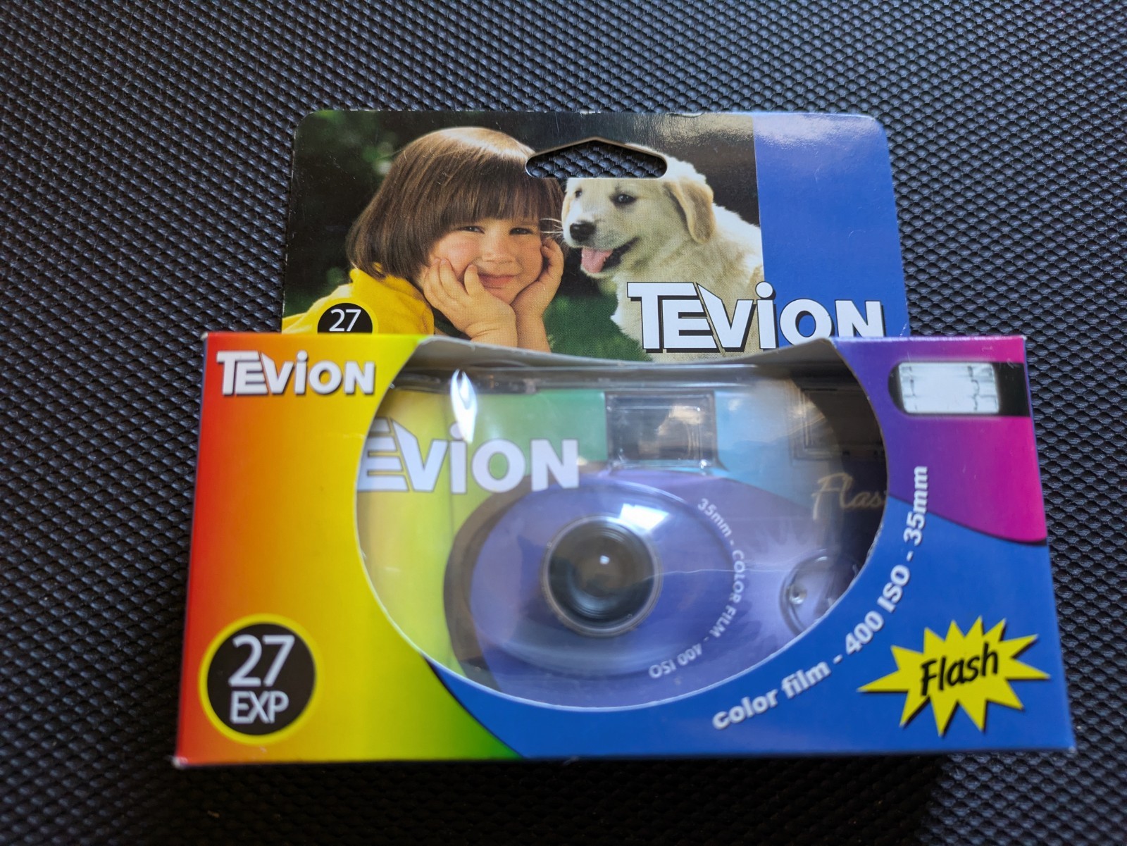 Vintage TEVION 35mm Camera with film and flash - 2007 exp.- New and Sealed